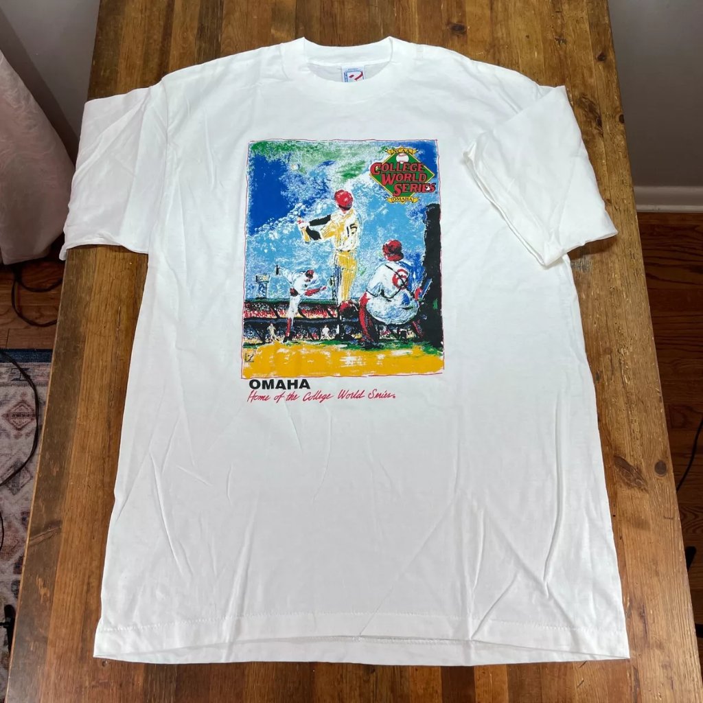 Vintage College World Series 1993 Cws Ncaa White Baseball Painting Graphic Shirt